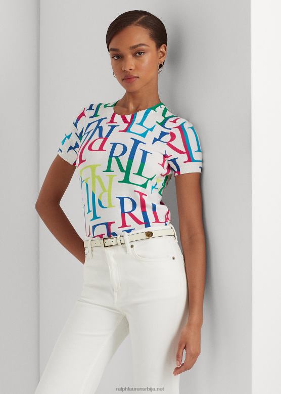 Жене Ralph Lauren џемпер кратких рукава од мешавине памука V2V443875 бела мулти