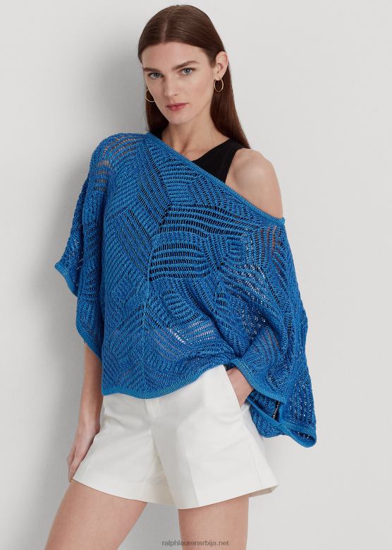Жене Ralph Lauren велики мрежасти џемпер од мешавине памука V2V443934 плави лапор