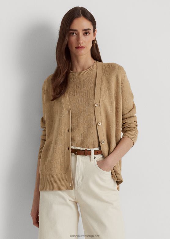 Жене Ralph Lauren жакар кардиган са монограмом V2V444299 бреза тан
