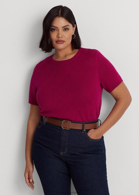 Жене Ralph Lauren џемпер кратких рукава од жакарда са монограмом V2V444504 бобице фуксије