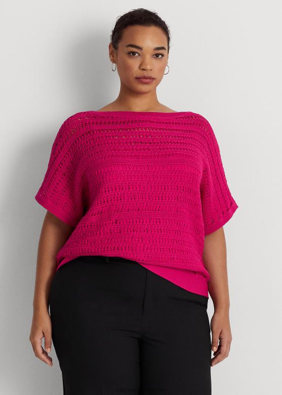 Жене Ralph Lauren памучни мрежасти џемпер кратких рукава V2V444537 спорт пинк