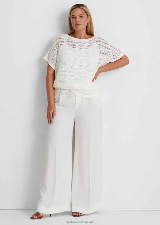 Жене Ralph Lauren памучни мрежасти џемпер кратких рукава V2V444539 бео