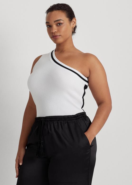 Жене Ralph Lauren двобојни скраћени џемпер на једно раме V2V444544 бело црно