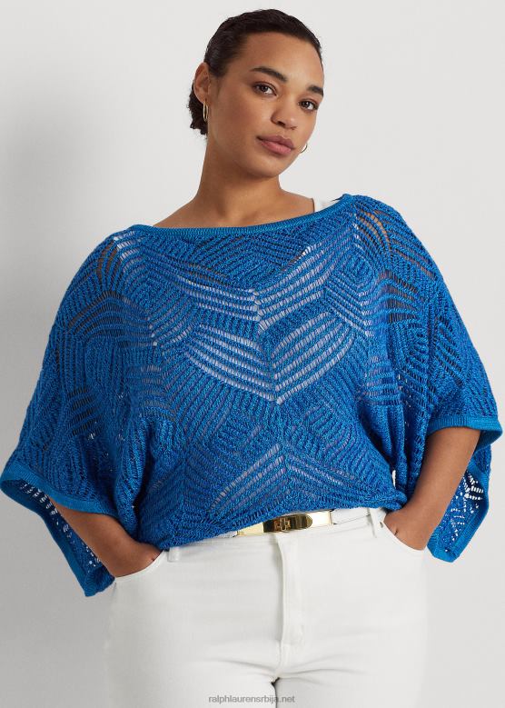 Жене Ralph Lauren велики мрежасти џемпер од мешавине памука V2V444564 плави лапор
