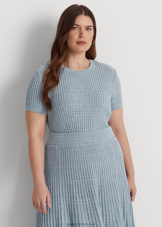 Жене Ralph Lauren ланено-памучни џемпер кратких рукава V2V444591 индиго оцеан мулти