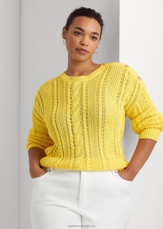 Жене Ralph Lauren аран плетени памучни џемпер V2V444790 сунчаница жута