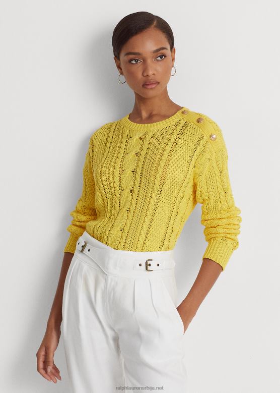 Жене Ralph Lauren аран плетени памучни џемпер V2V444856 сунчаница жута