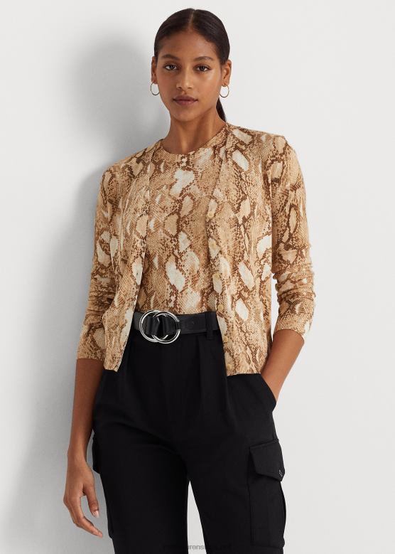 Жене Ralph Lauren кардиган од мешавине памука са штампом змијске коже V2V444878 крем мулти