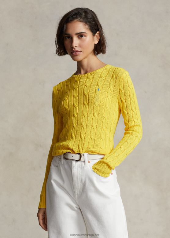 Жене Ralph Lauren плетени памучни џемпер са округлим изрезом V2V449090 тренерка жута