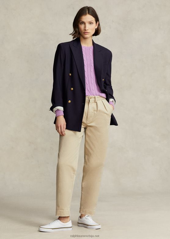 Жене Ralph Lauren плетени памучни џемпер са округлим изрезом V2V449093 мека лила