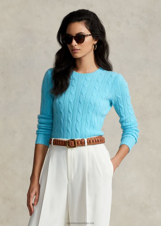 Жене Ralph Lauren плетени џемпер од кашмира V2V449112 тиркизна нова