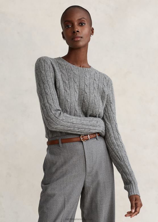 Жене Ralph Lauren плетени џемпер од кашмира V2V449121 батаљон сиви вресак