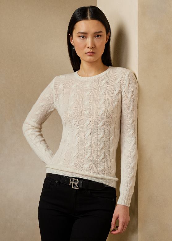 Жене Ralph Lauren плетени џемпер од кашмира V2V449139 лук крема