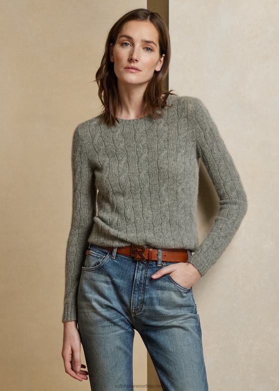 Жене Ralph Lauren плетени џемпер од кашмира V2V449140 лук светло сиви меланге
