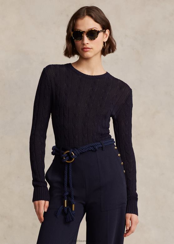 Жене Ralph Lauren џемпер са округлим изрезом од мешавине памука V2V449165 ловачка морнарица