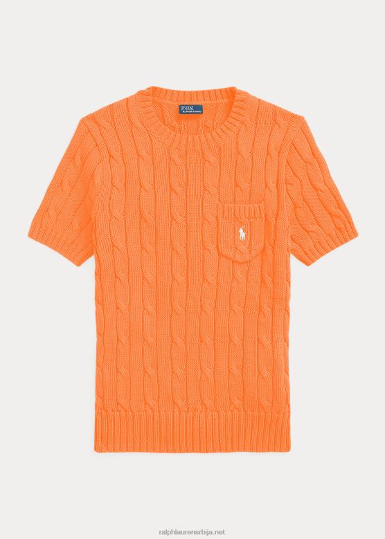 Жене Ralph Lauren плетени памучни џемпер кратких рукава V2V449181 врућа фуксија