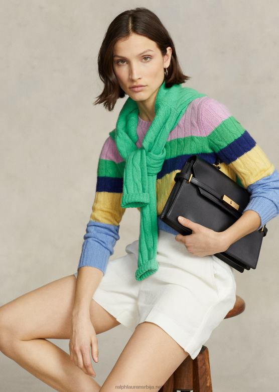 Жене Ralph Lauren пругасти џемпер са кабловским изрезом V2V449184 мулти стрипе