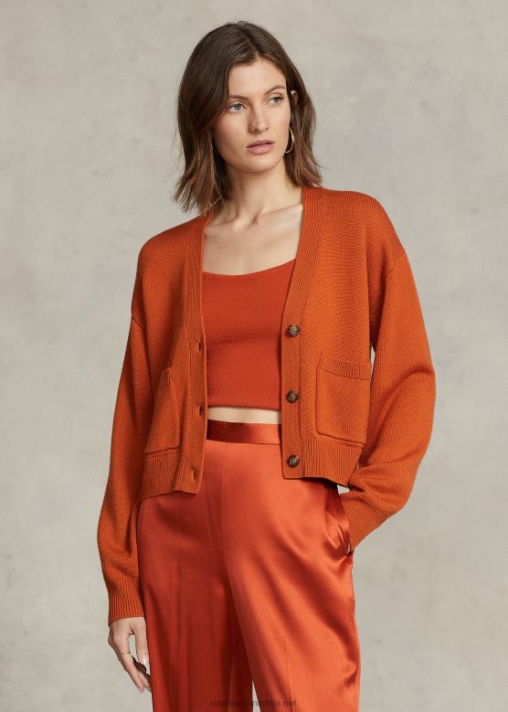 Жене Ralph Lauren кардиган од мерино вуне с в-изрезом V2V449208 дубоко небо заласка сунца