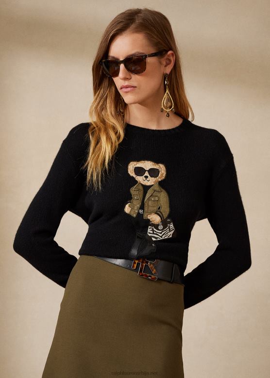 Жене Ralph Lauren утилити поло медвед кашмир џемпер V2V449297 црн
