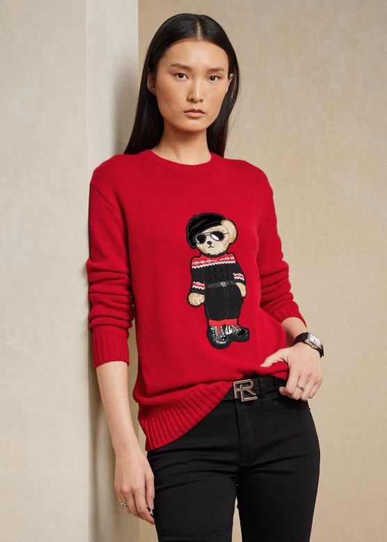 Жене Ralph Lauren лунарна нова година поло џемпер медведа V2V449324 јарко црвена