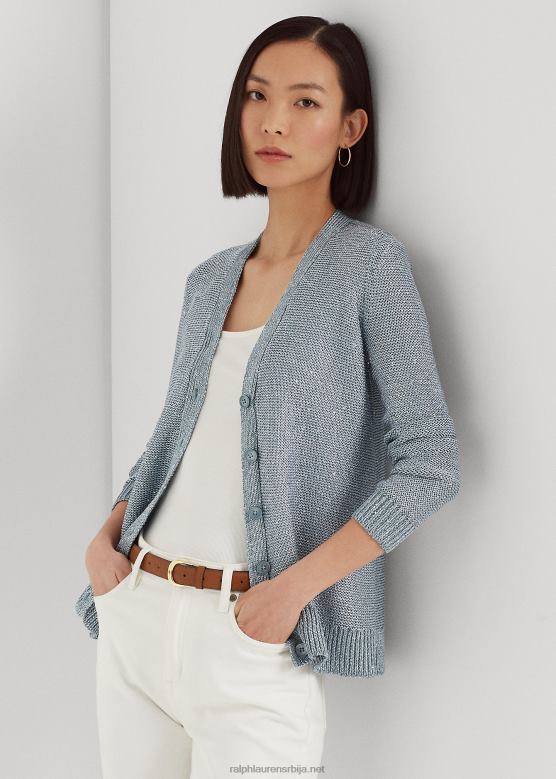 Жене Ralph Lauren платнени кардиган са шљокицама V2V449415 индиго оцеан мулти