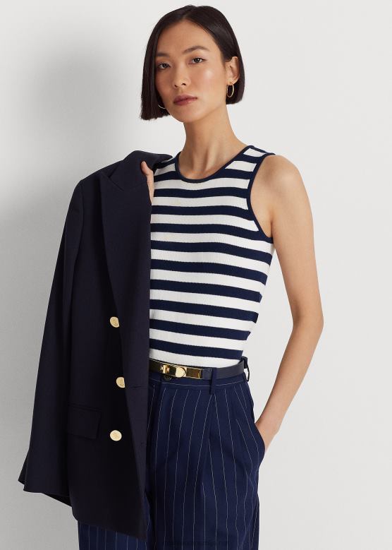 Жене Ralph Lauren пругасти џемпер без рукава од мешавине памука V2V449546