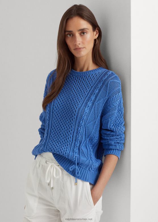 Жене Ralph Lauren памучни џемпер са кабловским везањем V2V449549 Нова Енглеска плава