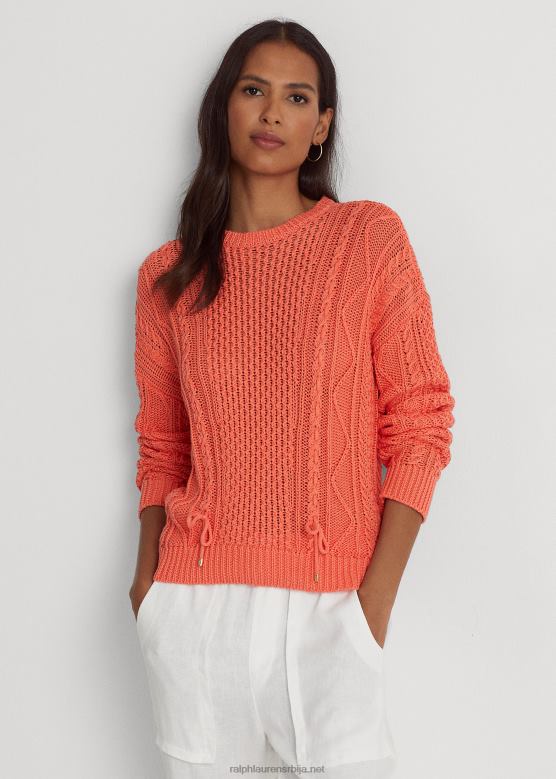 Жене Ralph Lauren памучни џемпер са кабловским везањем V2V449550 портсиде цорал