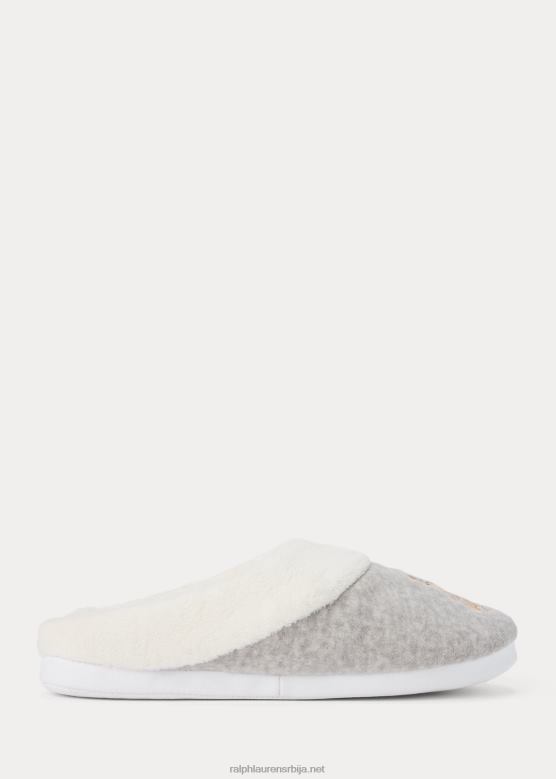 Жене Ralph Lauren флис папуча са логом V2V449719 сиви вријесак