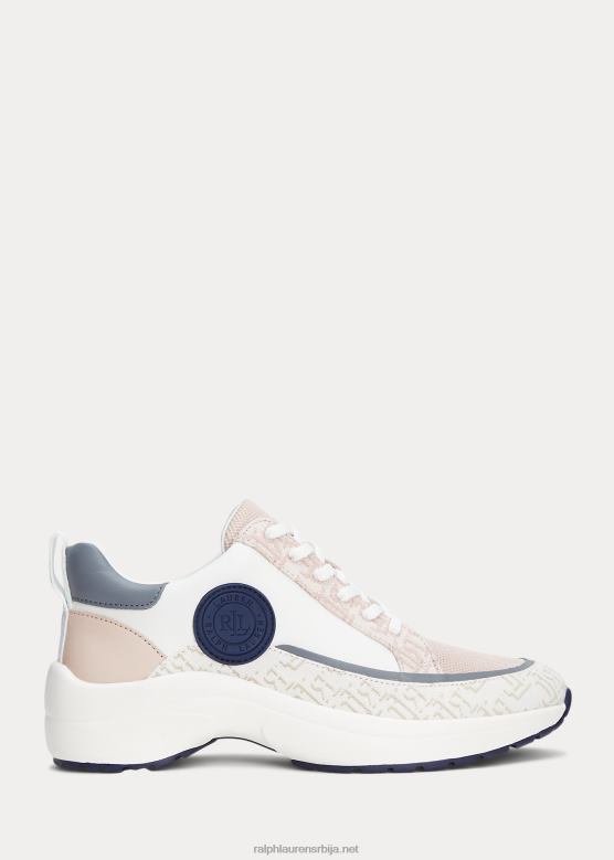 Жене Ralph Lauren Реагхан лого жакар и кожне патике V2V445086 бела / светло розе / морнарска