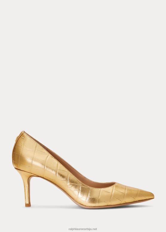 Жене Ralph Lauren ланетте металик рељефна кожна пумпа V2V445129 модерно злато