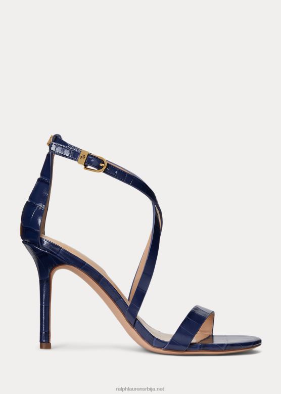 Жене Ralph Lauren габриеле рељефне кожне сандале V2V445016 префињена морнарица