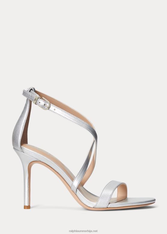 Жене Ralph Lauren габриеле металик кожне сандале V2V445023 сјајно сребро