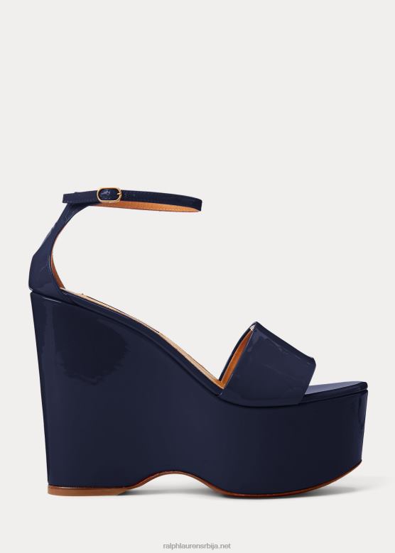Жене Ralph Lauren аллстон лакиране сандале од телеће коже V2V449669 поморска морнарица