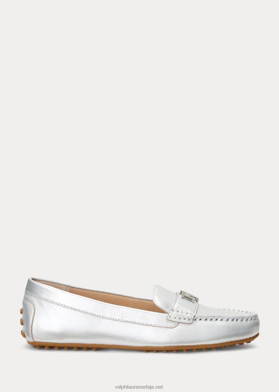 Жене Ralph Lauren Барнсбури металик напа кожа возач V2V445071 сјајно сребро