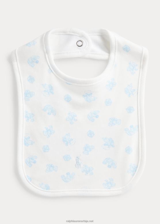 беба Ralph Lauren биб од органског памука са принтом медведа V2V448060 плави мулти