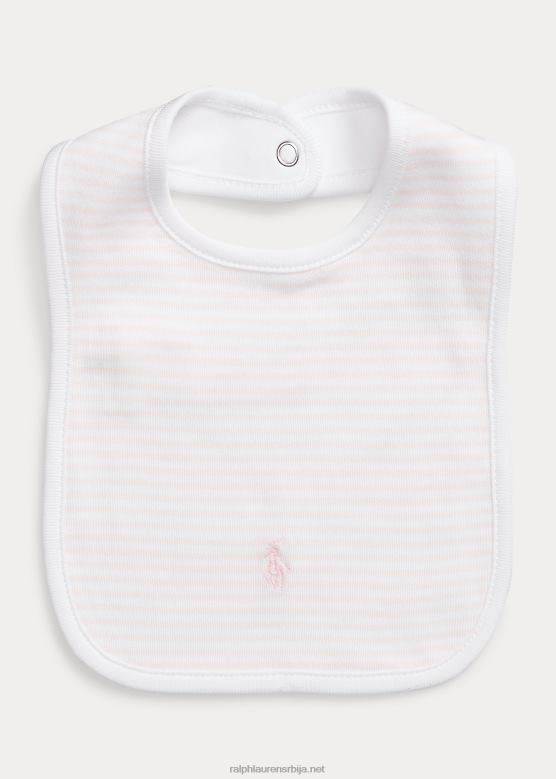 беба Ralph Lauren пругаста биб од органског памука V2V448065 нежно розе/бело