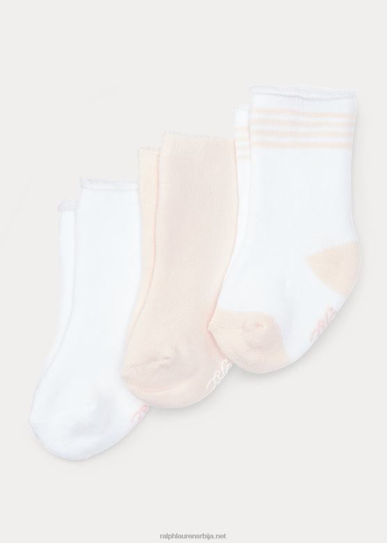 беба Ralph Lauren Терри црев чарапе 3-пак V2V448054 бела/ружичаста