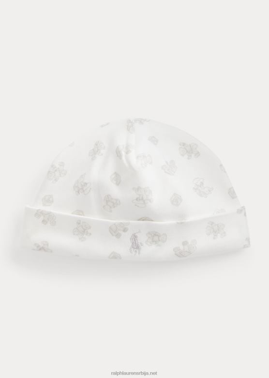 беба Ralph Lauren Капа од органског памука са принтом медведа V2V448025 сива мулти