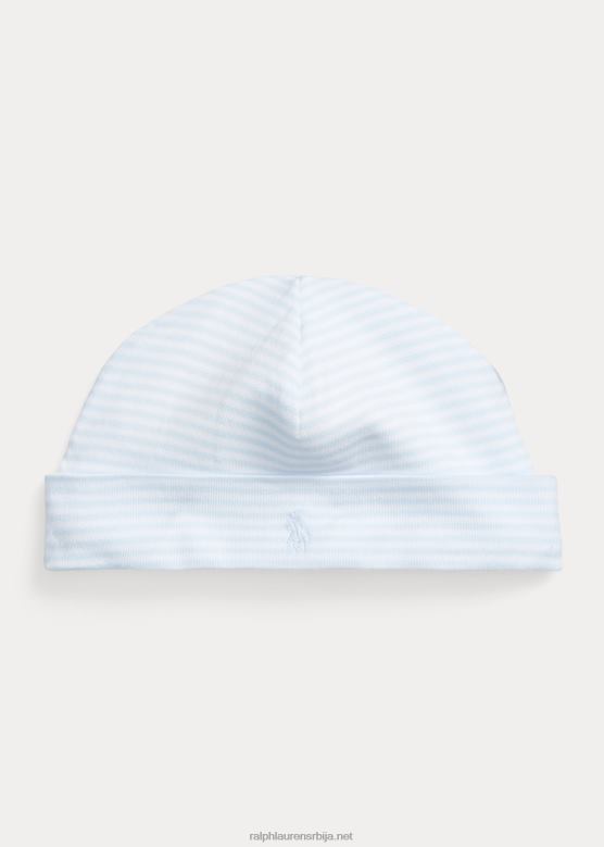 беба Ralph Lauren пругаста памучна капа V2V448027 берил плава/бела