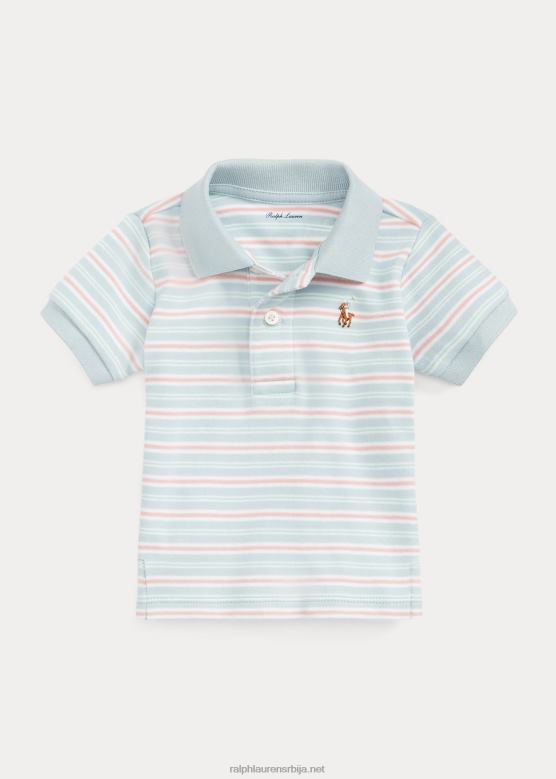беба Ralph Lauren пругаста поло мајица од меког памука V2V447894 алпско плаво мулти