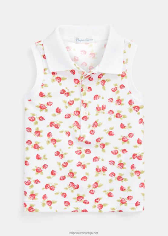 беба Ralph Lauren мрежаста поло мајица без рукава од јагоде V2V447897 отисак јагоде