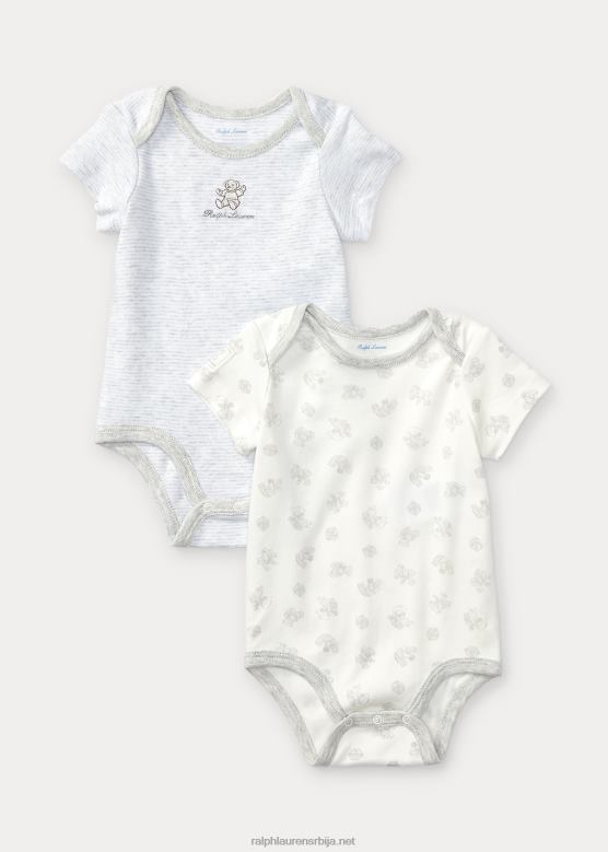 беба Ralph Lauren памучни боди са медвеђим принтом 2 ком V2V4410011 сиви вријесак мулти