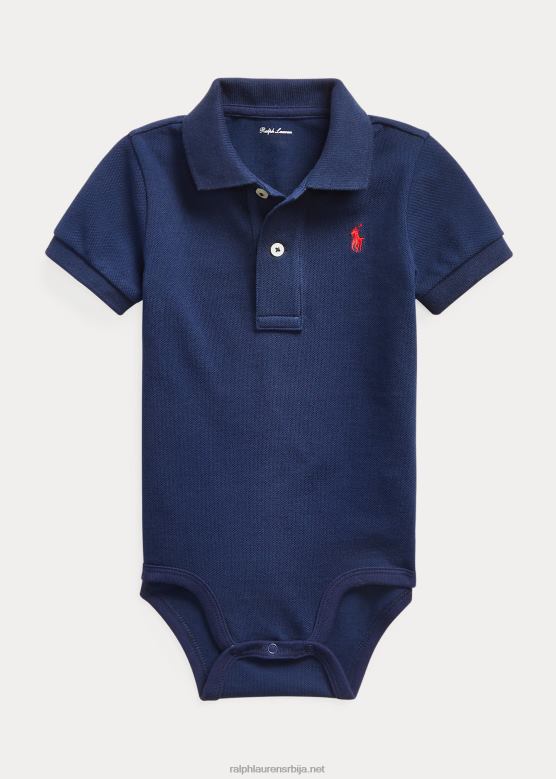 беба Ralph Lauren памучни мрежасти поло боди V2V4410008 невпорт морнарица