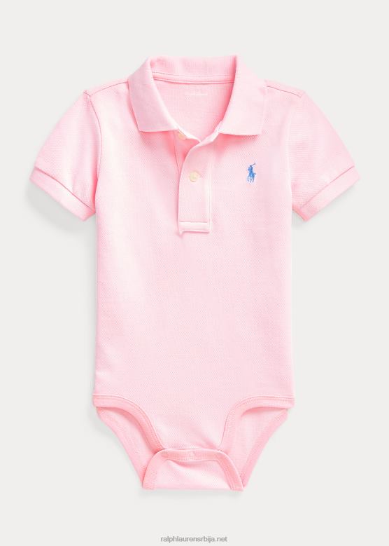 беба Ralph Lauren памучни мрежасти поло боди V2V447685 кармел розе