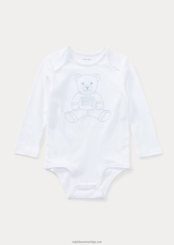 беба Ralph Lauren поло медвед памучни интерлоцк боди V2V447696 бео