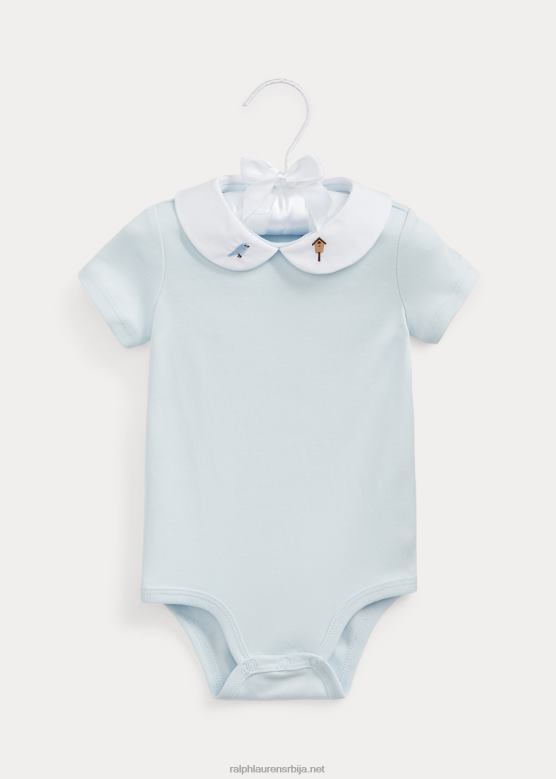 беба Ralph Lauren памучни боди са везом пчела V2V447705 берил плава