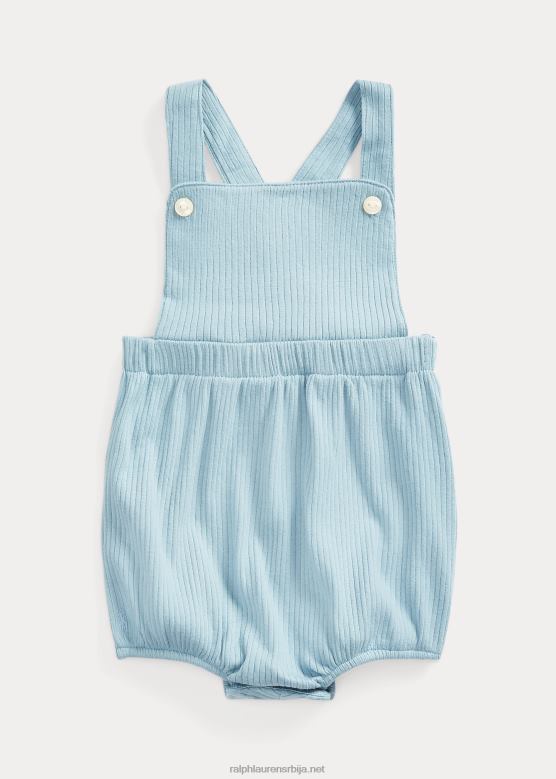 беба Ralph Lauren ребрасти памучни комбинезон V2V447735 плава нота