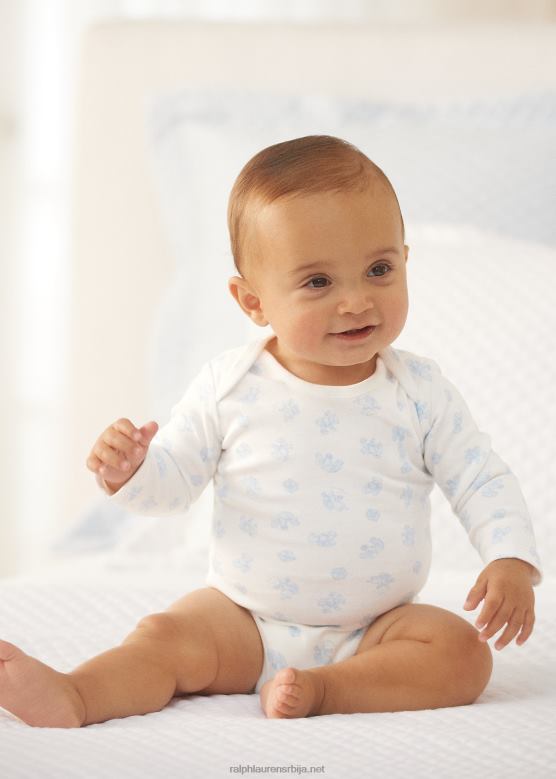 беба Ralph Lauren памучни интерлоцк боди са медвеђим принтом V2V448158 плави мулти