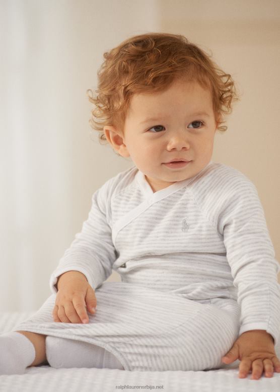 беба Ralph Lauren пругаста памучна интерлоцк хаљина V2V448177 кварц вријесак/бела